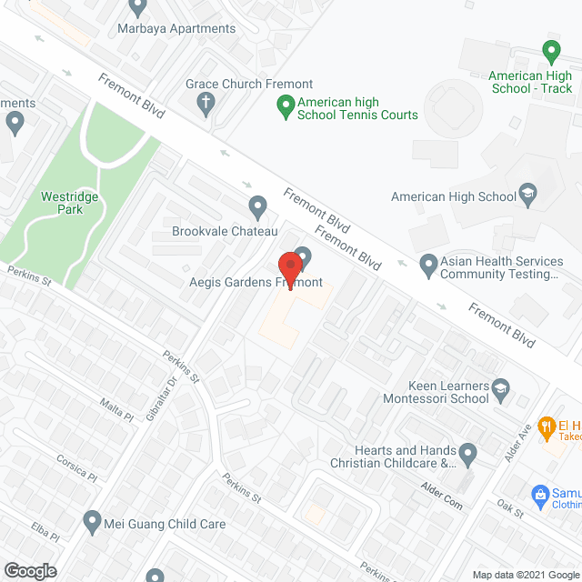 Aegis Gardens Fremont in google map