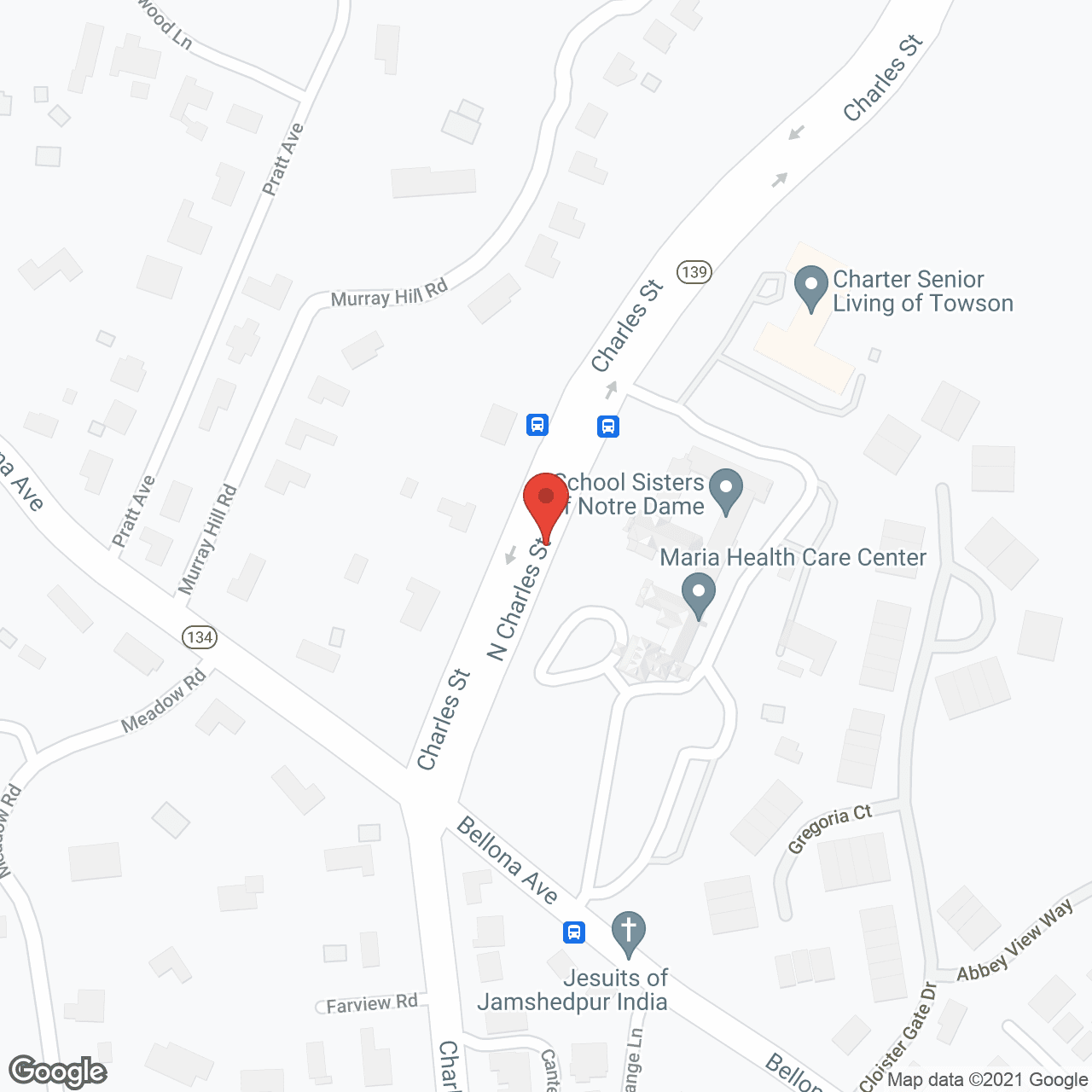 Charter Senior Living Towson in google map