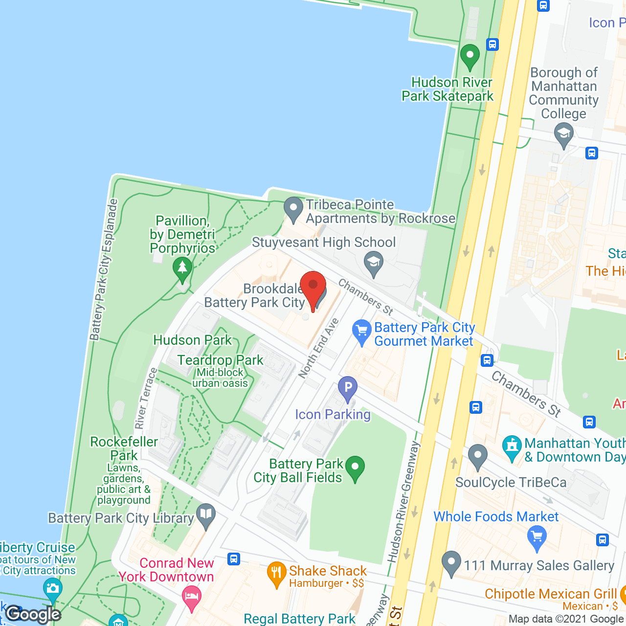 Battery Park by Sunrise in google map