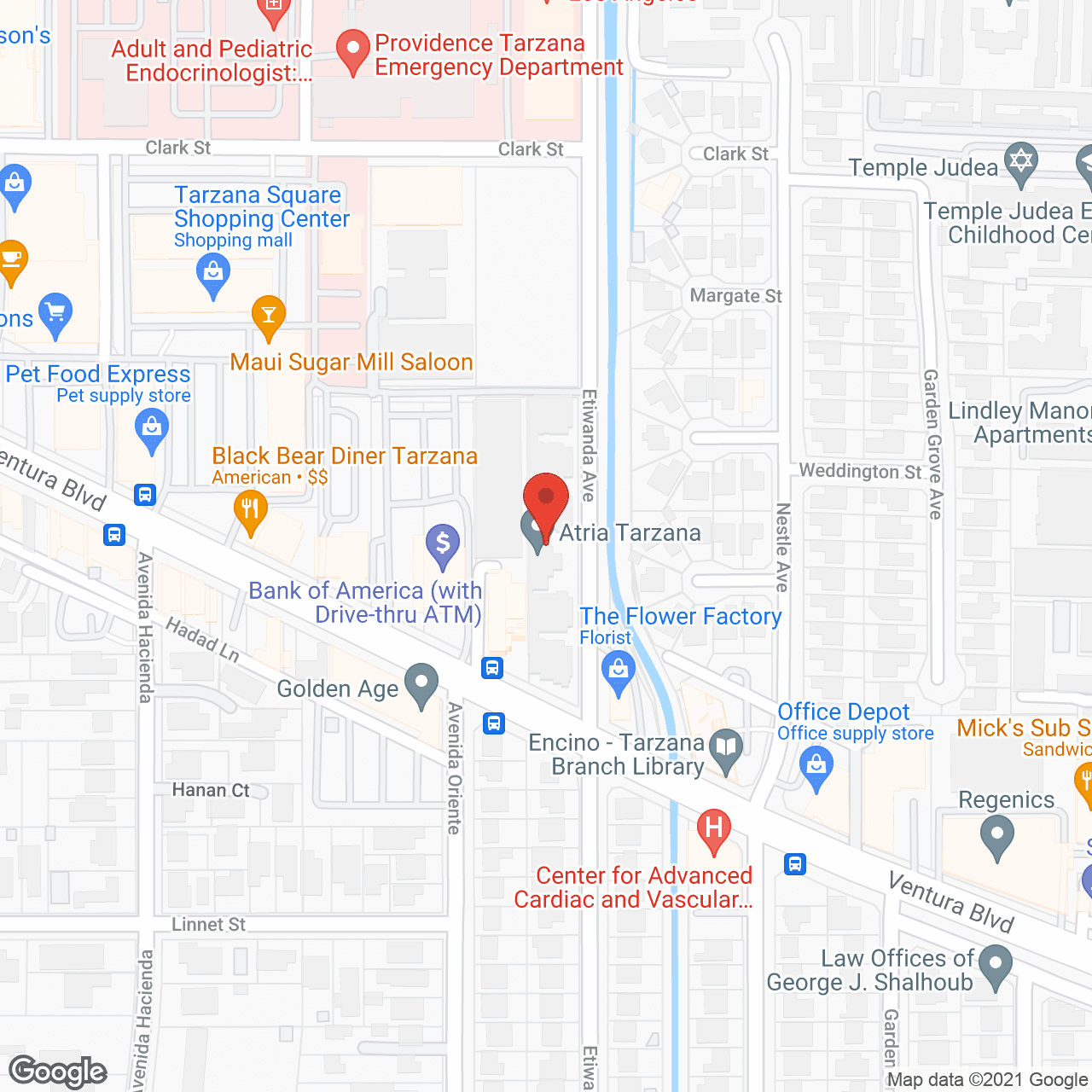 Atria Tarzana in google map