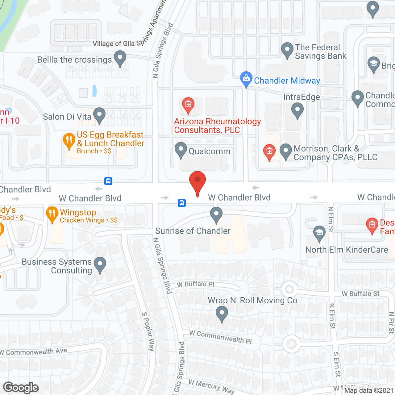 Sunrise of Chandler in google map