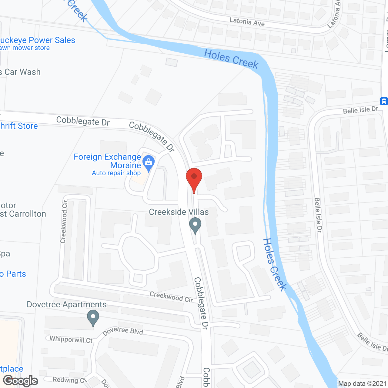 Creekside Villas in google map