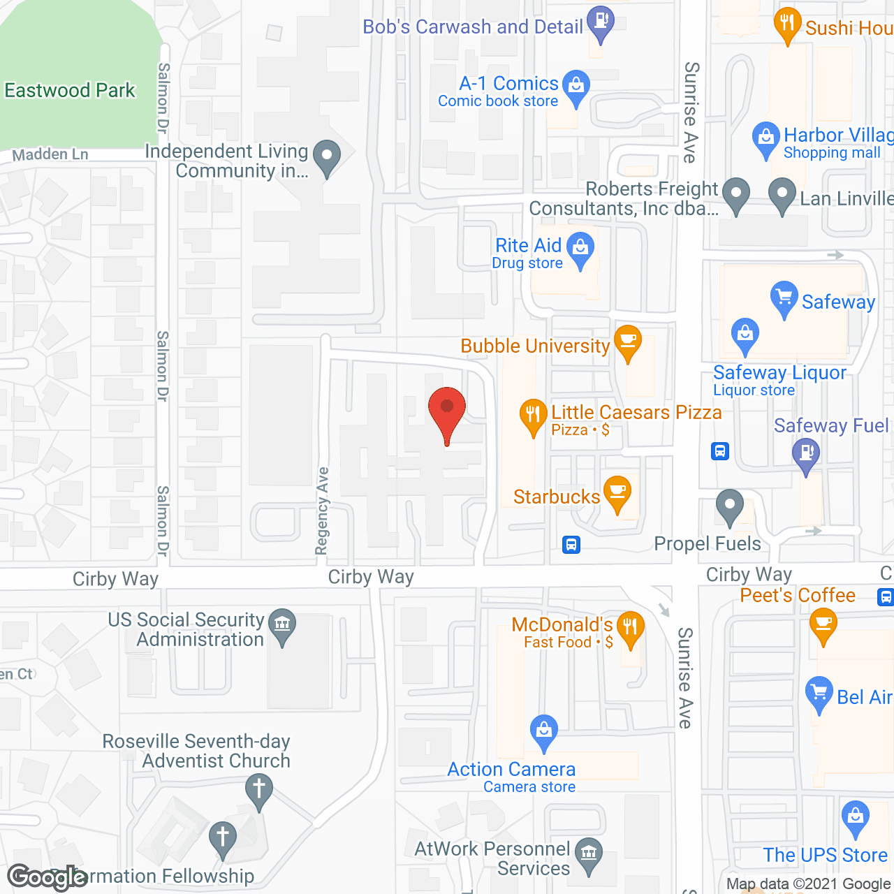 Roseville Care Center in google map