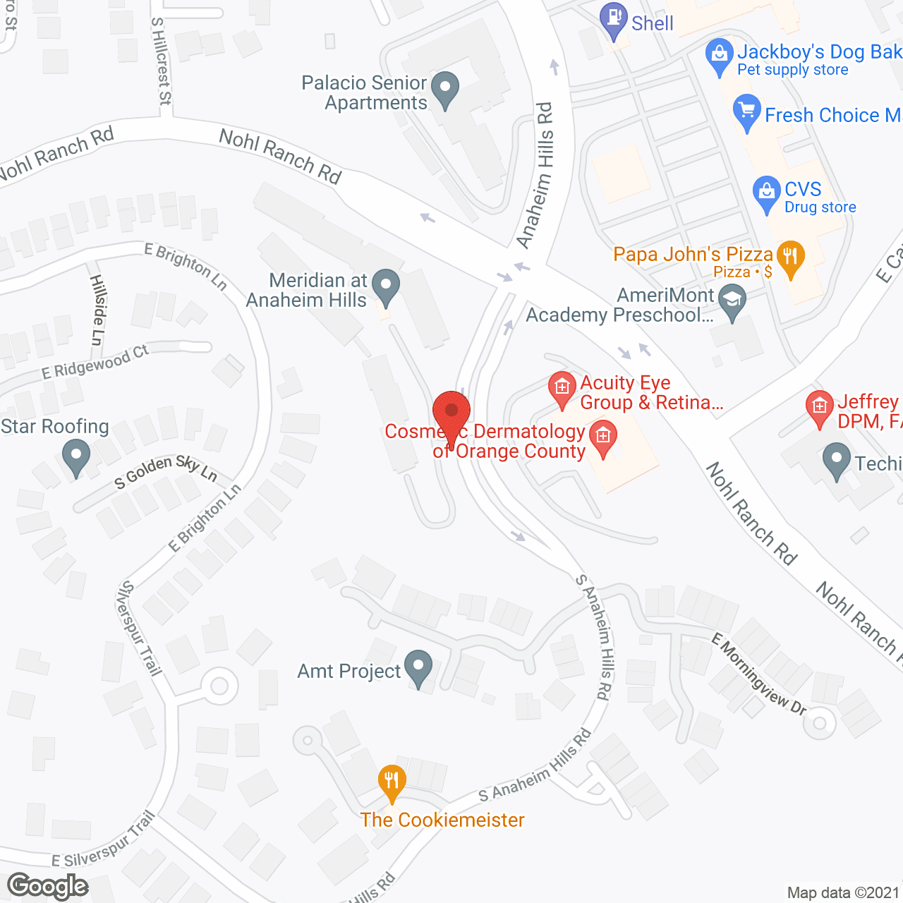 Meridian at Anaheim Hills in google map